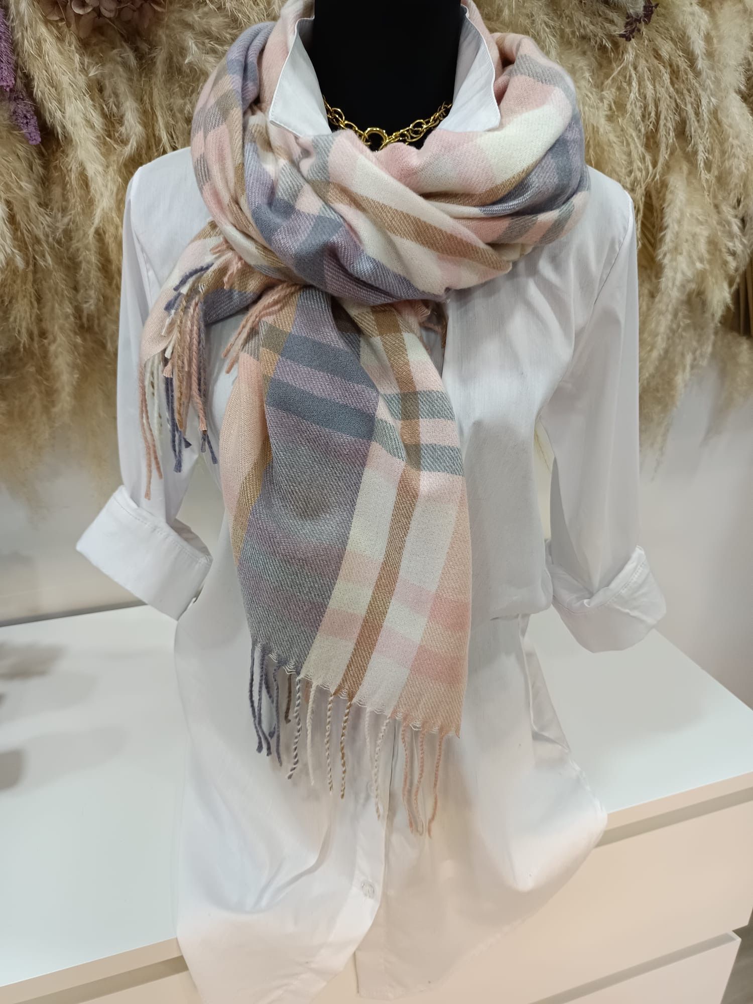 BUFANDA CUADROS ROSA - Imagen 2