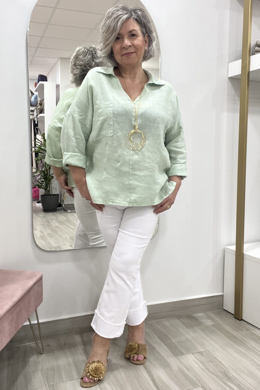 CAMISA LINO CUELLO PICO