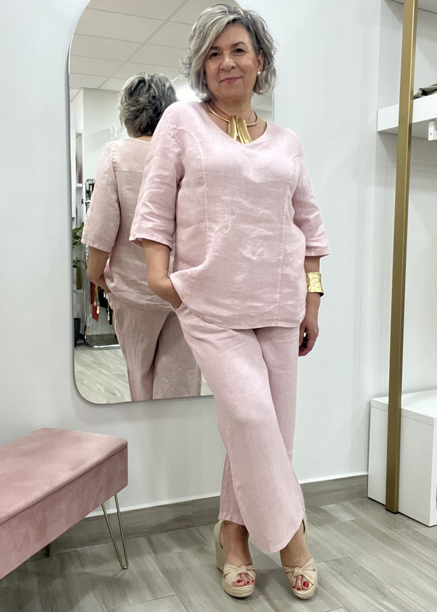 PANTALON LINO ROSA - Imagen 2