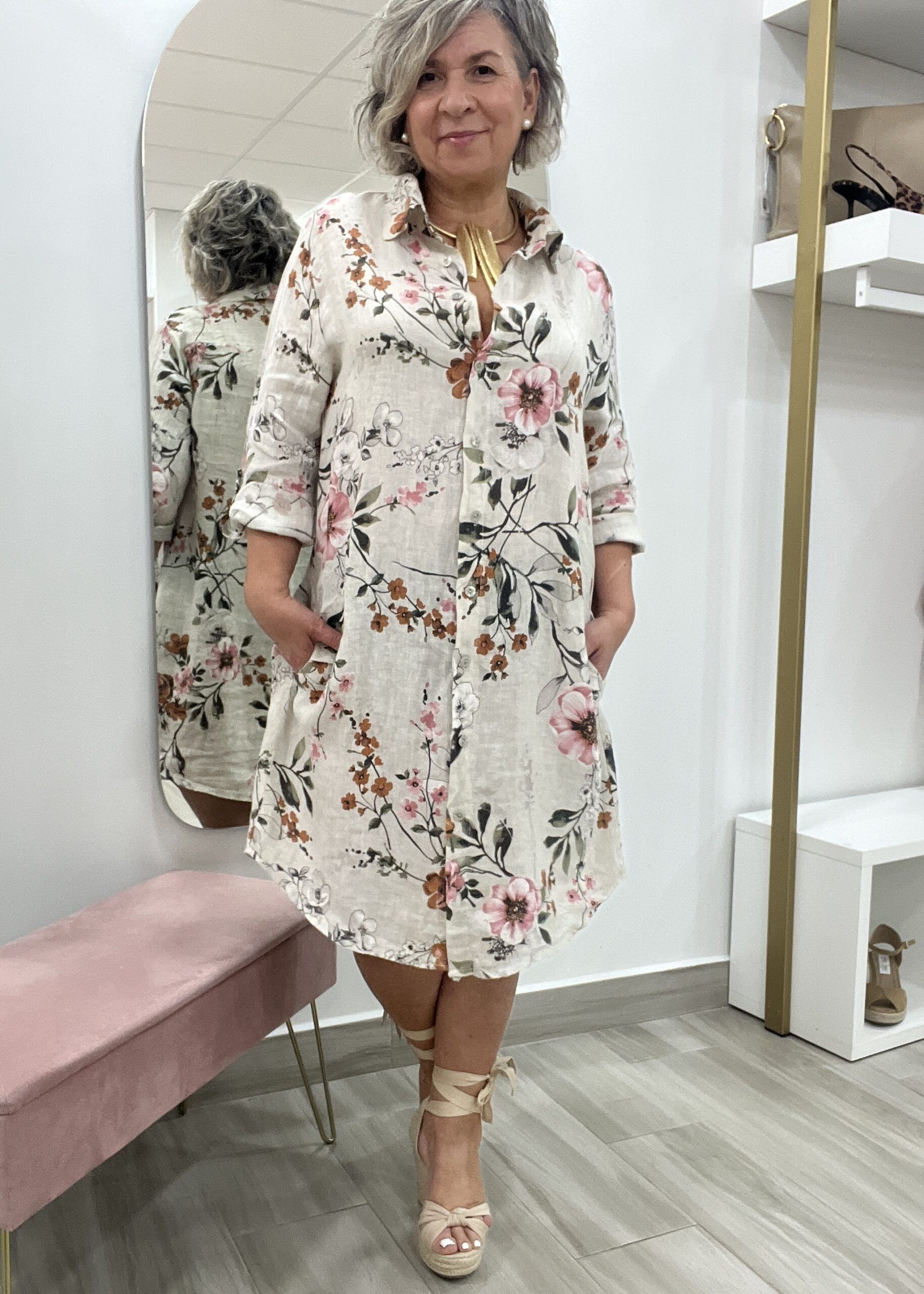 VESTIDO LINO ESTAMPADO - Imagen 3