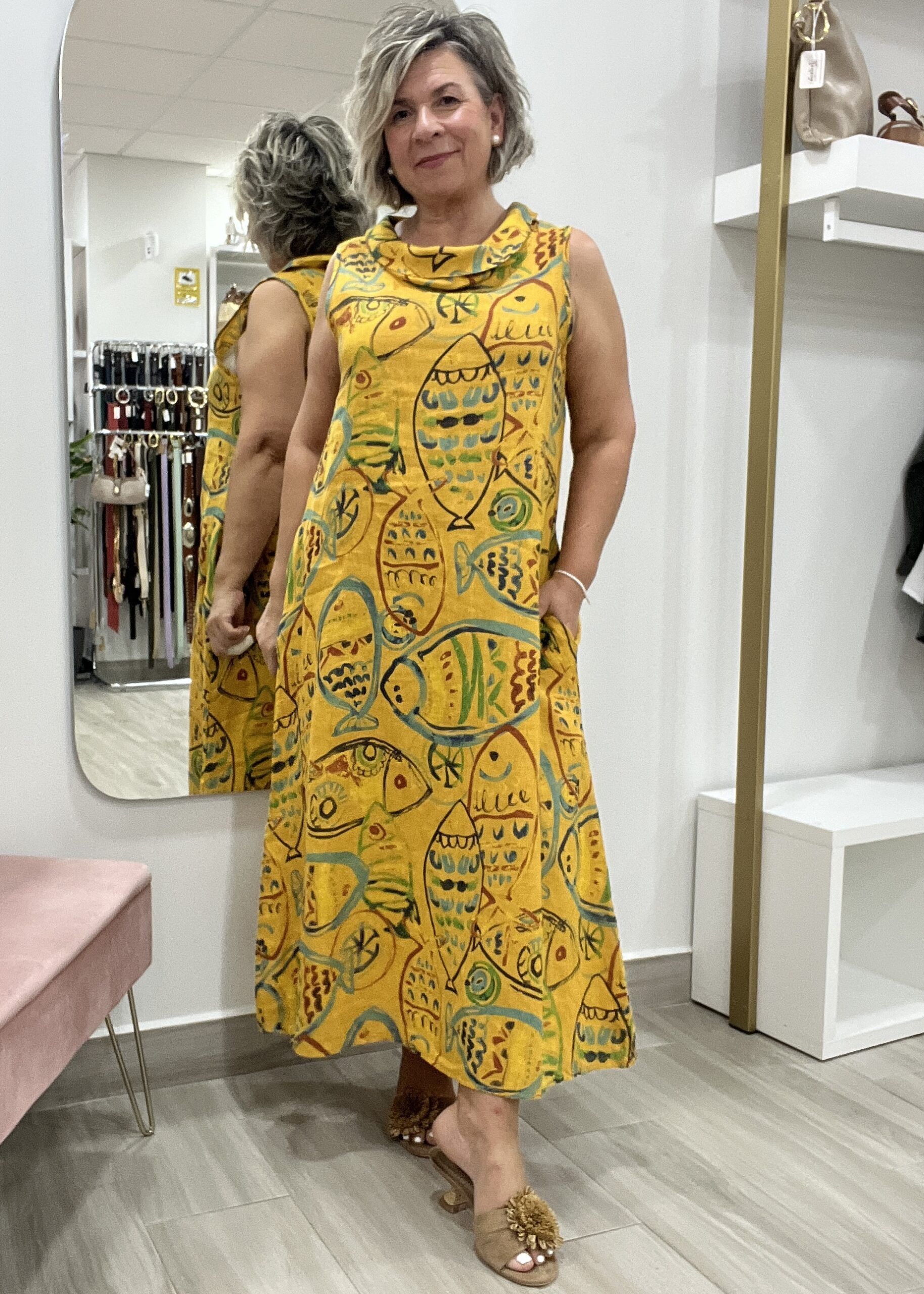 VESTIDO LINO ESTAMPADO LARGO