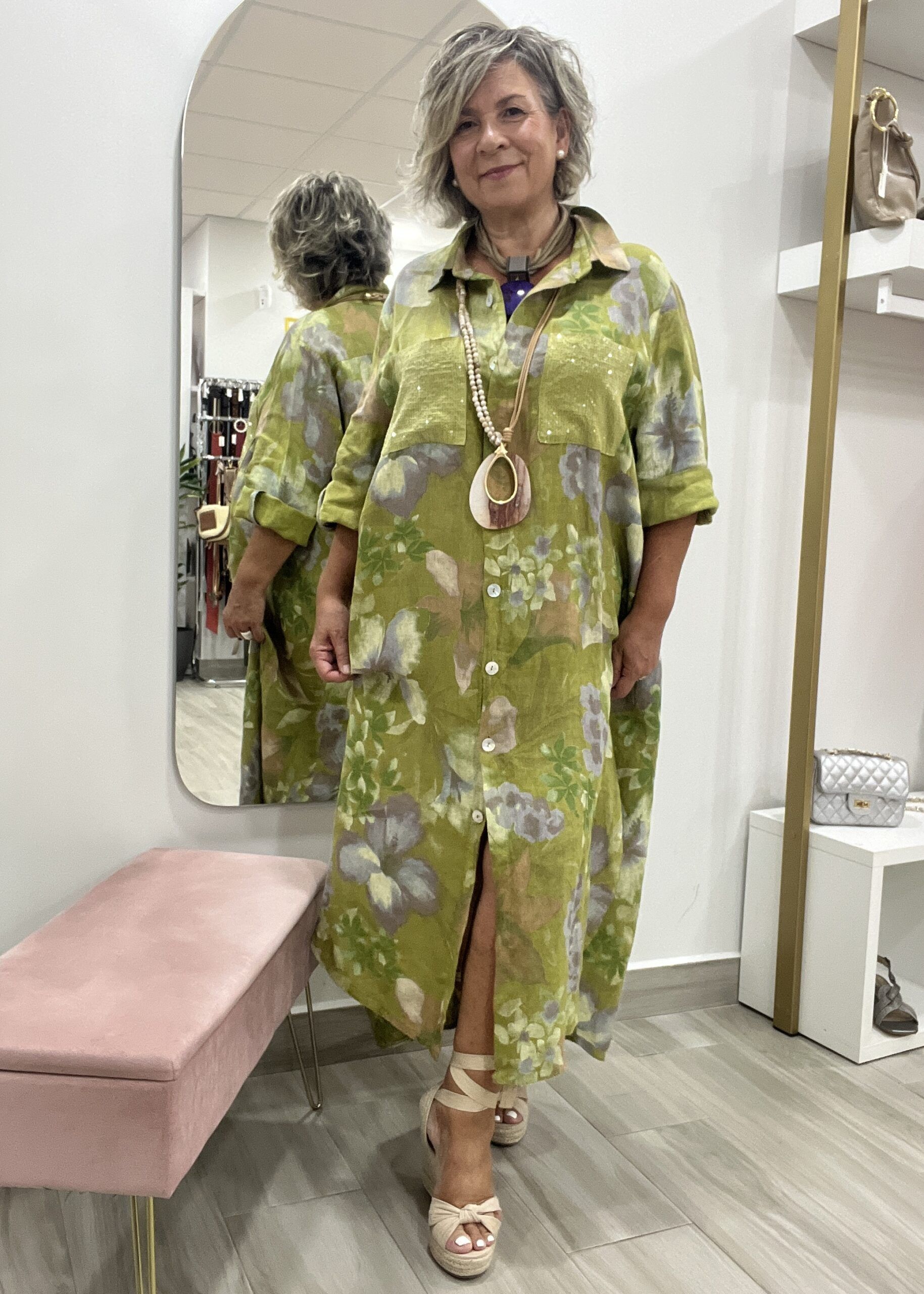 VESTIDO LINO CAMISERO LARGO - Imagen 2