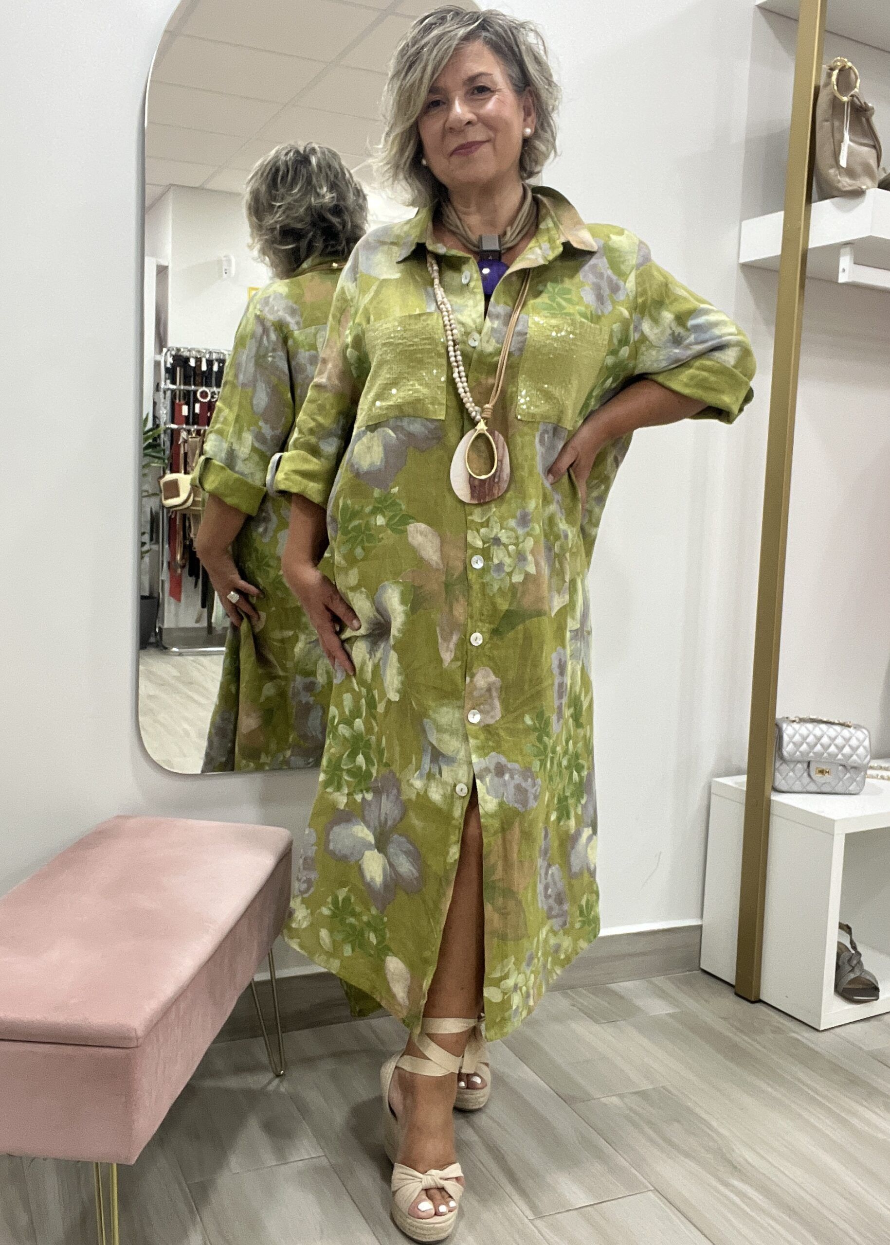 VESTIDO LINO CAMISERO LARGO