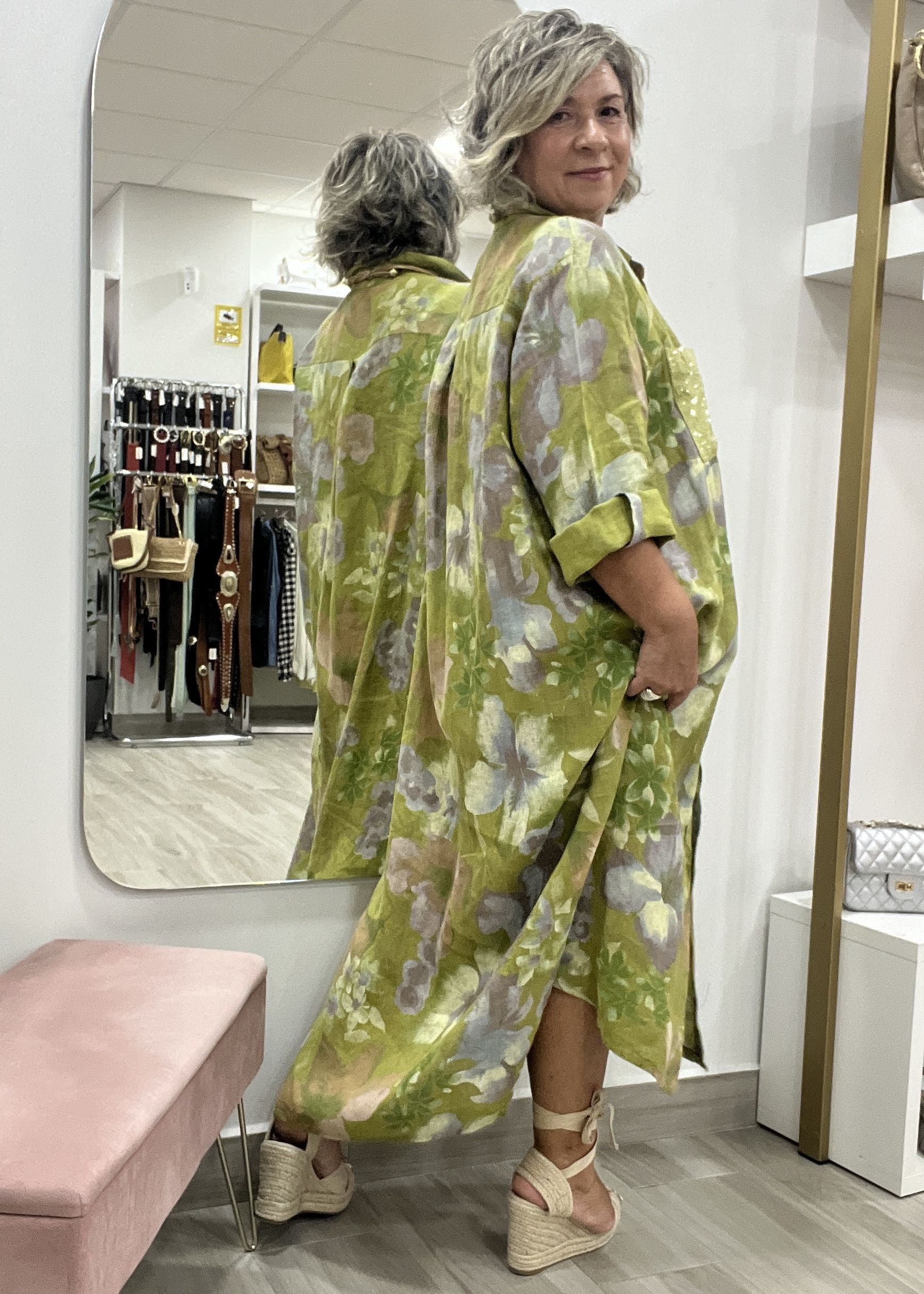 VESTIDO LINO CAMISERO LARGO - Imagen 3