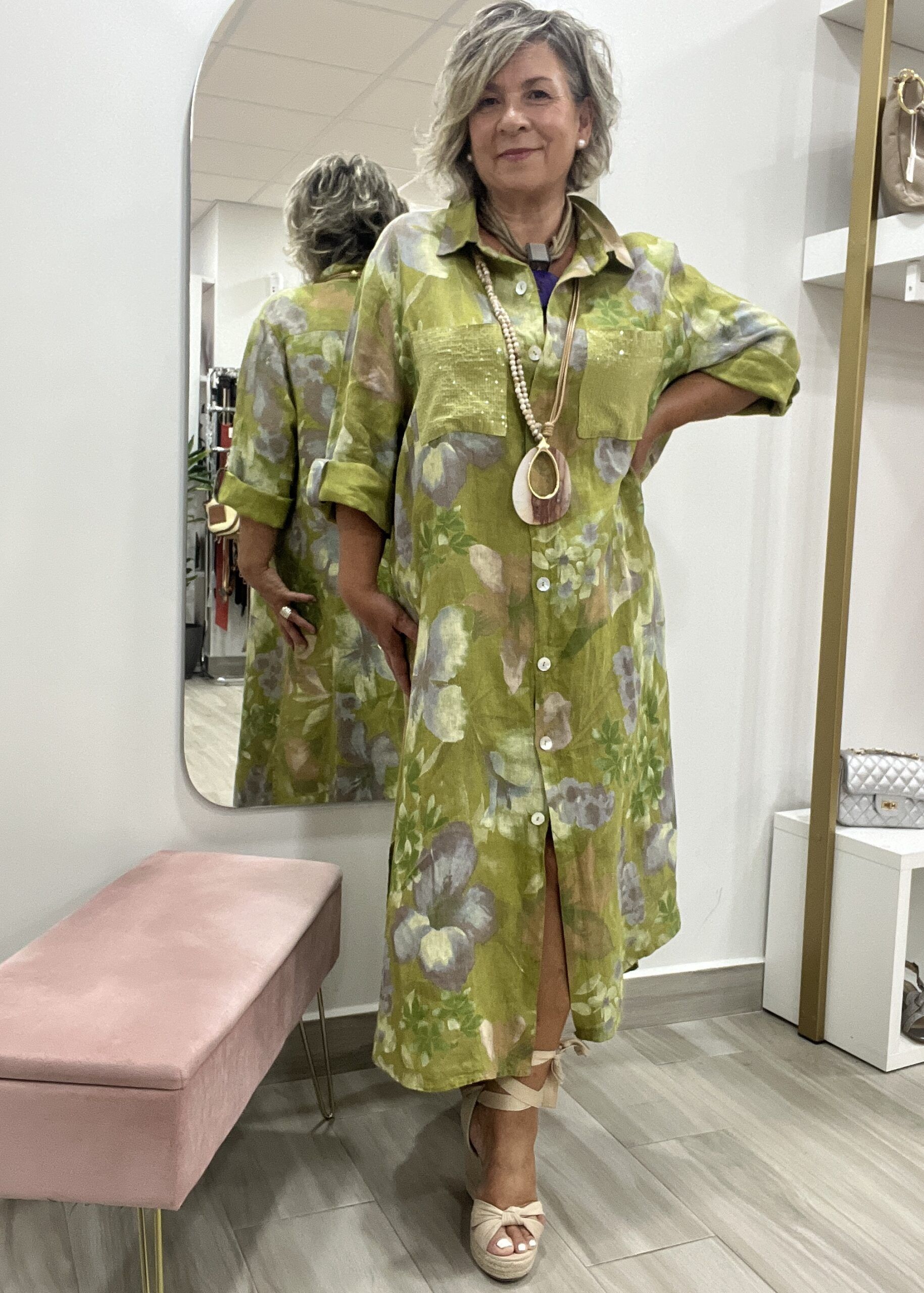 VESTIDO LINO CAMISERO LARGO - Imagen 4