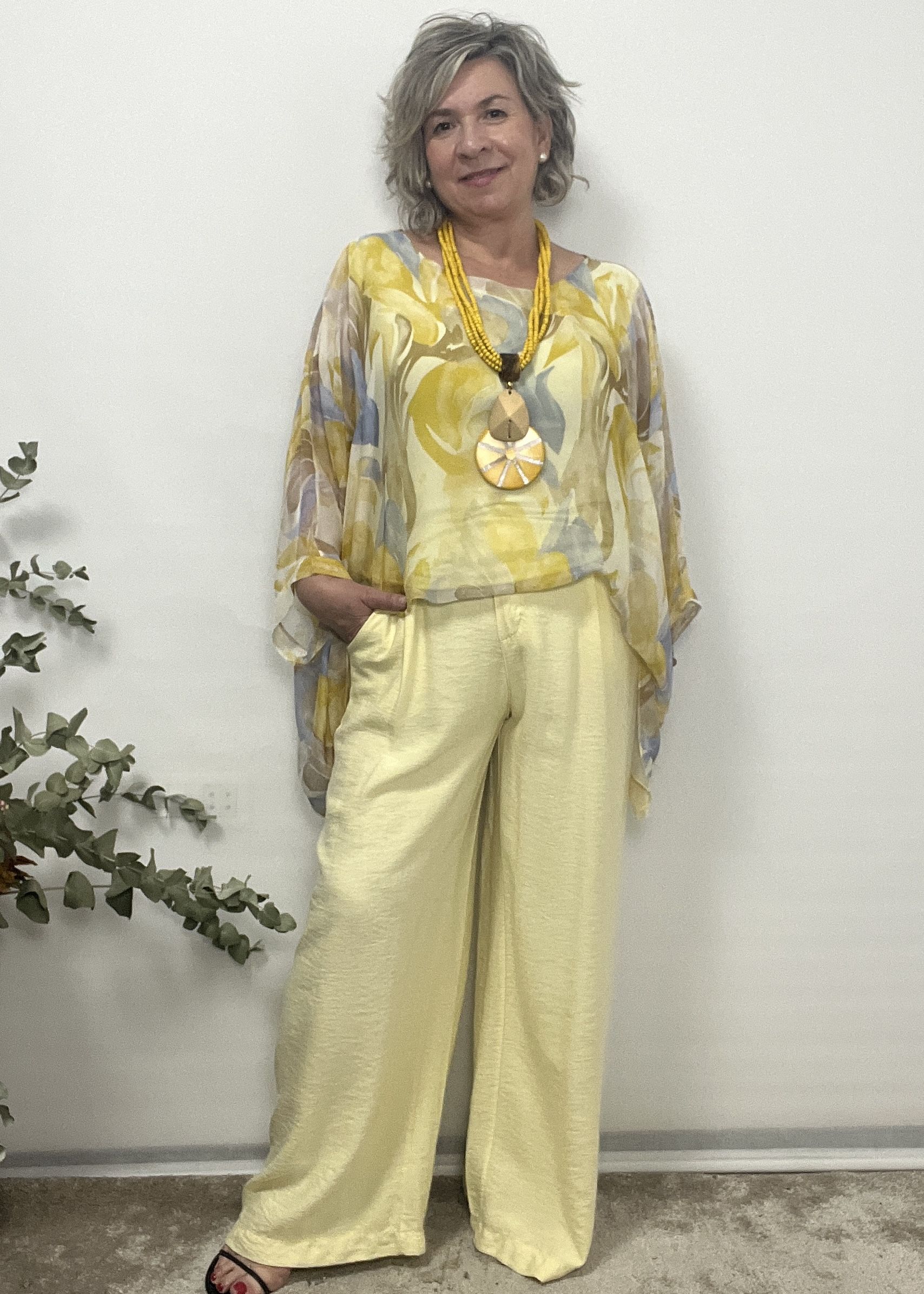 CAMISA SEDA AMARILLA