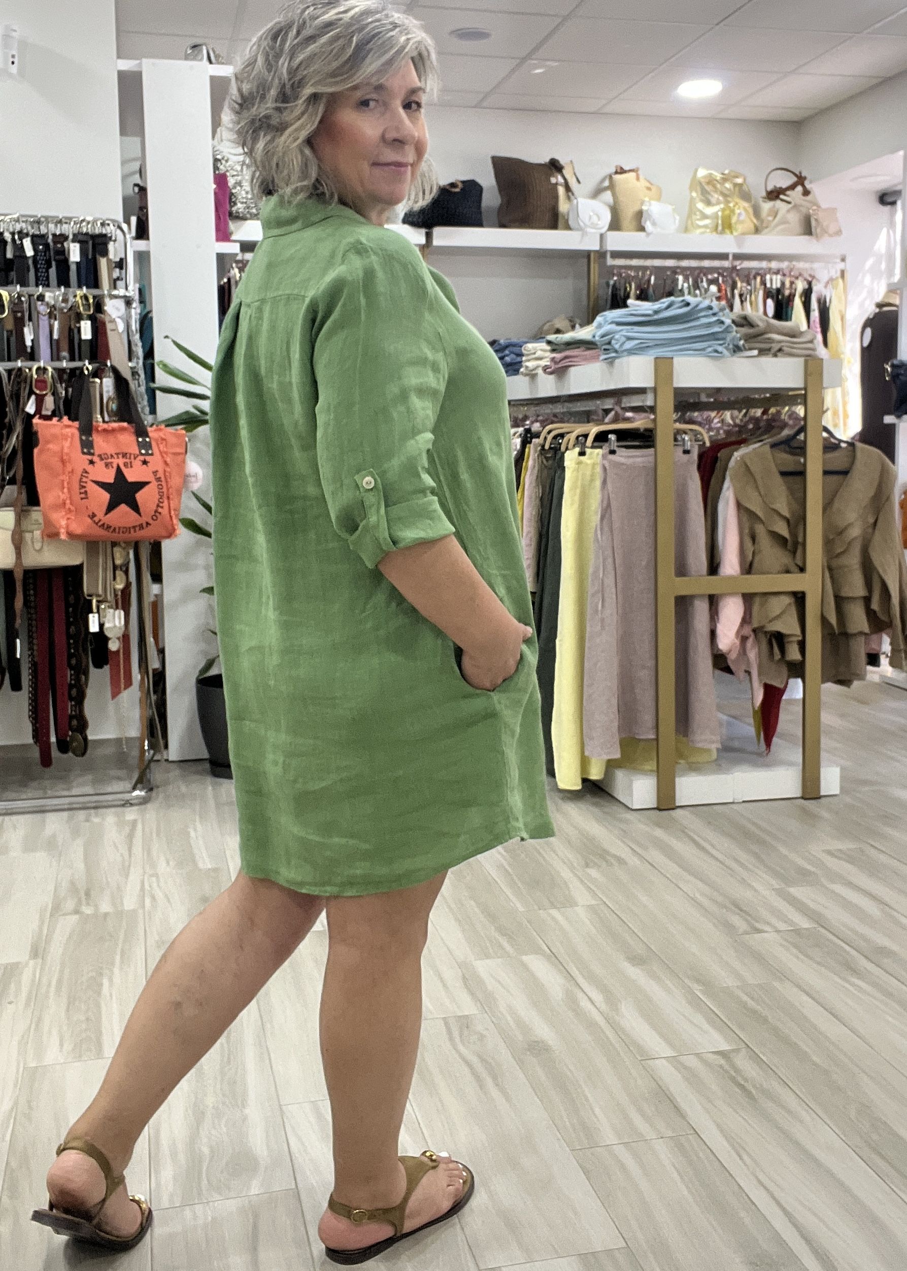 VESTIDO LINO CAMISERO - Imagen 3