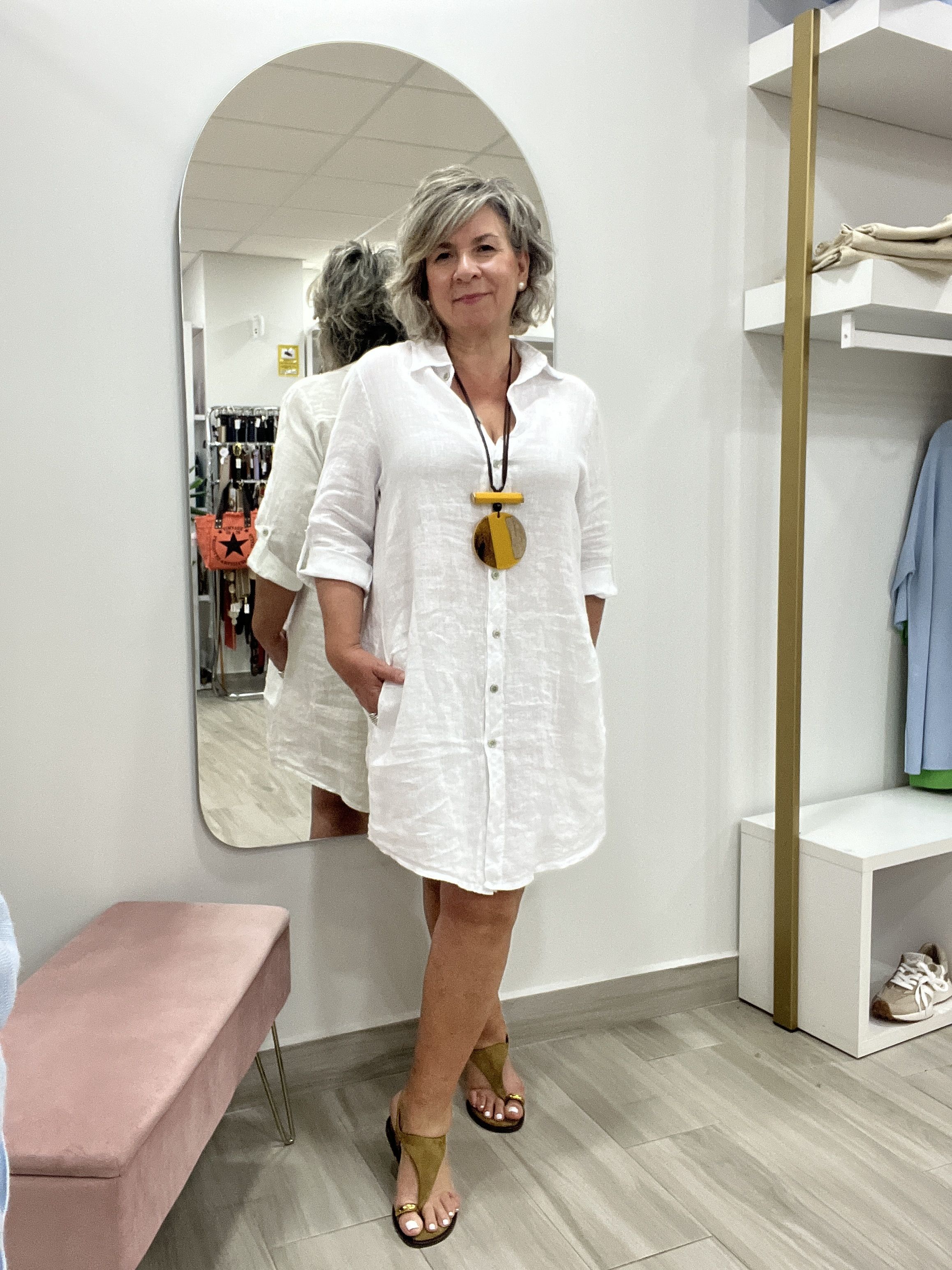 VESTIDO LINO CAMISERO - Imagen 4