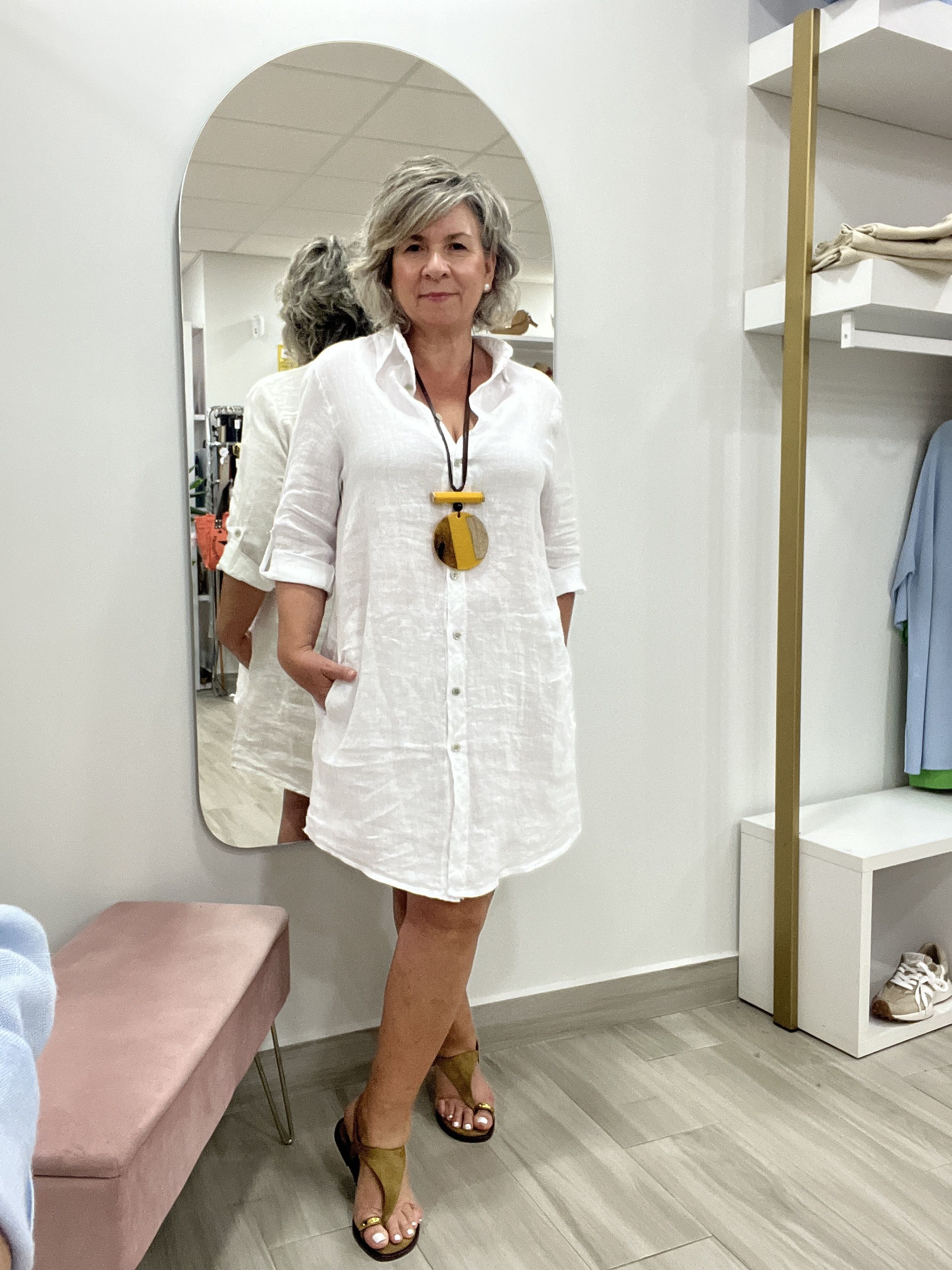 VESTIDO LINO CAMISERO - Imagen 3