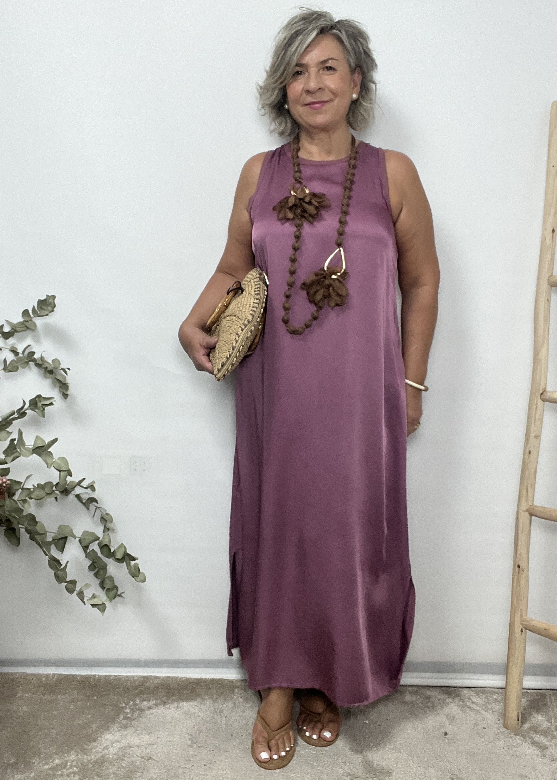 VESTIDO LARGO SATINADO - Imagen 4