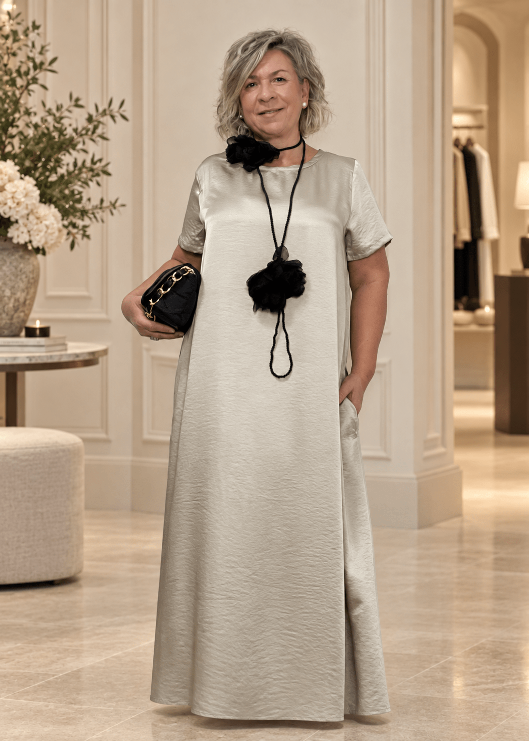 VESTIDO SATINADO CARMEN - Imagen 4